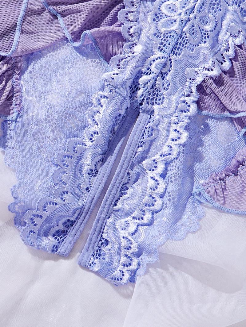 Romantic Valentine's Day Gift, Women's Sexy Lace Underwear, Deep V Neck, Smooth Fabric, Semi-Transparent, All Seasons Sleeveless, Lingerie Nightwear