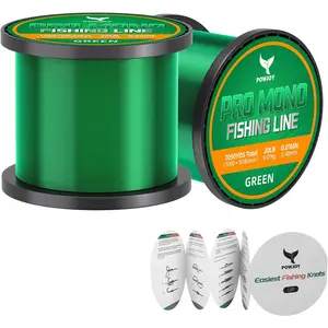 Monofilament Fishing Line for Spinning Rods, Strong Yet Thin Nylon String for Beginners & Anglers, Tangle-Free with UV & Abrasion Resistance, 15-80LB Test, Includes Knot Cards
