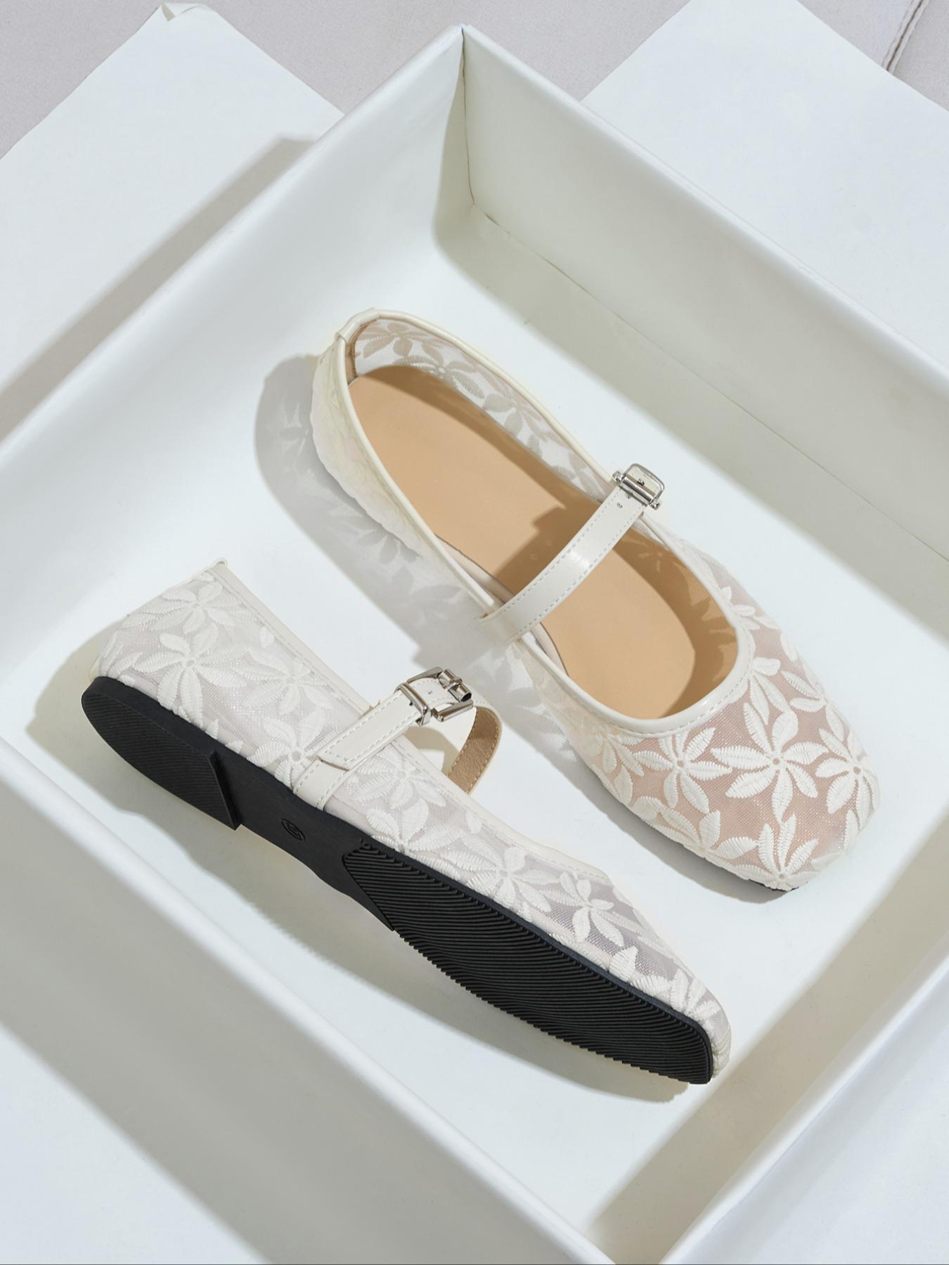 Women's Elegant Lace Pattern Ballet Flats, Fashionable Pointed Toe Casual Trendy Flat Shoes for Summer, Lightweight Breathable Comfortable Shoes for Daily Wear, Girl