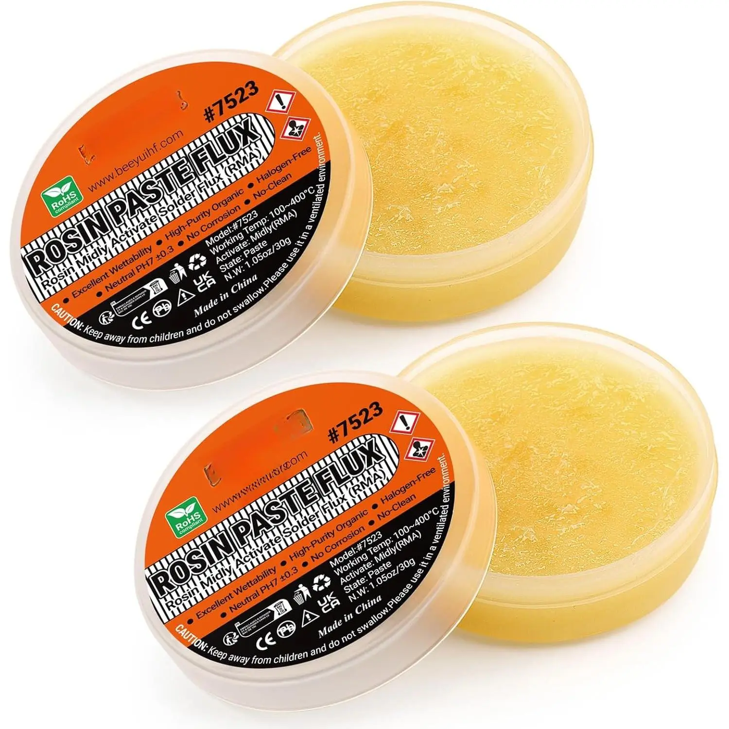 2 Jar Rosin Solder Flux, Flux for Soldering for SMD BGA LED PCB IC CPU  Repair & Soldering (1.41oz/40g in a Jar)