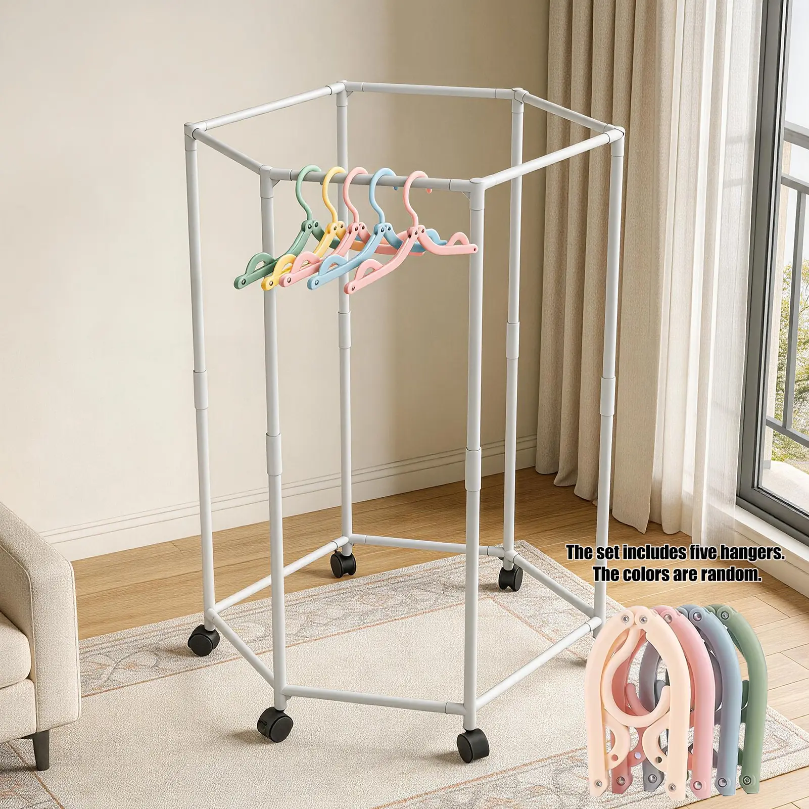 White single-layer [with five folding hangers]