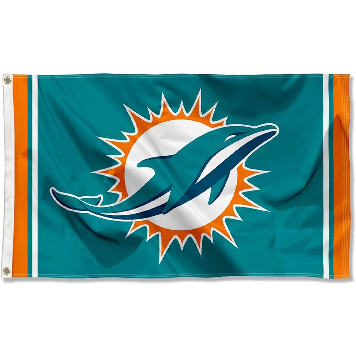 Miami Dolphins Football 3x5 Large Sports Flag with Dolphin Logo, Fade-Resistant Polyester, Weather-Resistant Metal Grommets, Decorative Outdoor-Household Banners for Team Spirit