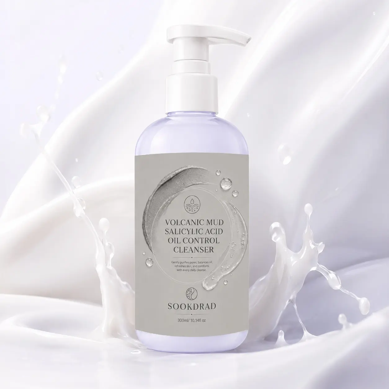 Volcanic Mud Salicylic Acid Oil Control Cleanser, volcanic mud, salicylic acid, oil control, gently purify pores, balance oil, refresh skin, comfort skin, facial, all skin types, 10.14fl oz, daily