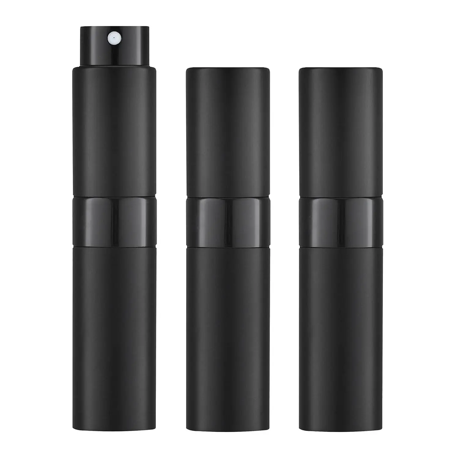 8ml Refillable Travel Perfume Atomizer Spray Bottle, 3 PCS Twist-Up Cologne Dispenser, Leakproof TSA Essential for Purse Pocket, Men Women - BlackGift