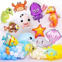 SICANDAENHK Dive into fun with 15pcs ocean themed party decorations!Cute starfish, octopus, seahorse balloons & huge marine sea balloon - perfect for baby shark birthday parties🦈🐠
