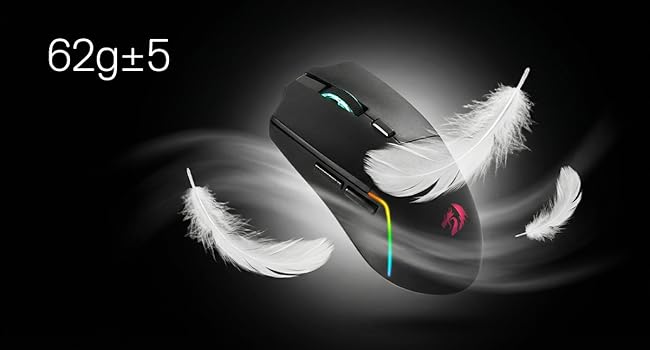Redragon M730 PRO Wireless RGB Gaming Mouse, 3-Mode Lightweight Optical Mouse with 5 Programmable Buttons, 10000 DPI, Software Supports DIY Keybinds for PC Computer Windows Mac Laptop, Black
