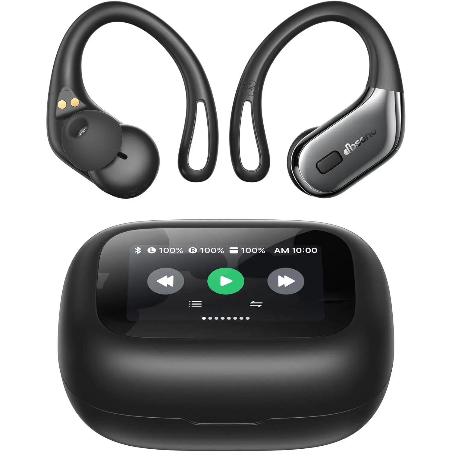Wireless Earbuds Sports Bluetooth Headphones: Sweatproof & Waterproof, 40H Playtime Stereo Deep Bass Over Ear Buds with Earhooks, Easy Button Controls, Secure Fit Earphones for Gym Running Workout
