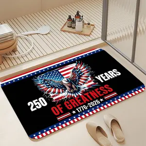 Vintage Patriotic Bald Eagle American Flag 250 Years Of Greatness Soft Diatomite Bath Mat 16*24 Inch |   Instant Water Absorbing Non Skid Anti-Mold Shower Rug Stylish USA 250th Independence Themed Bathroom Decor Mat for American Patriot Lovers