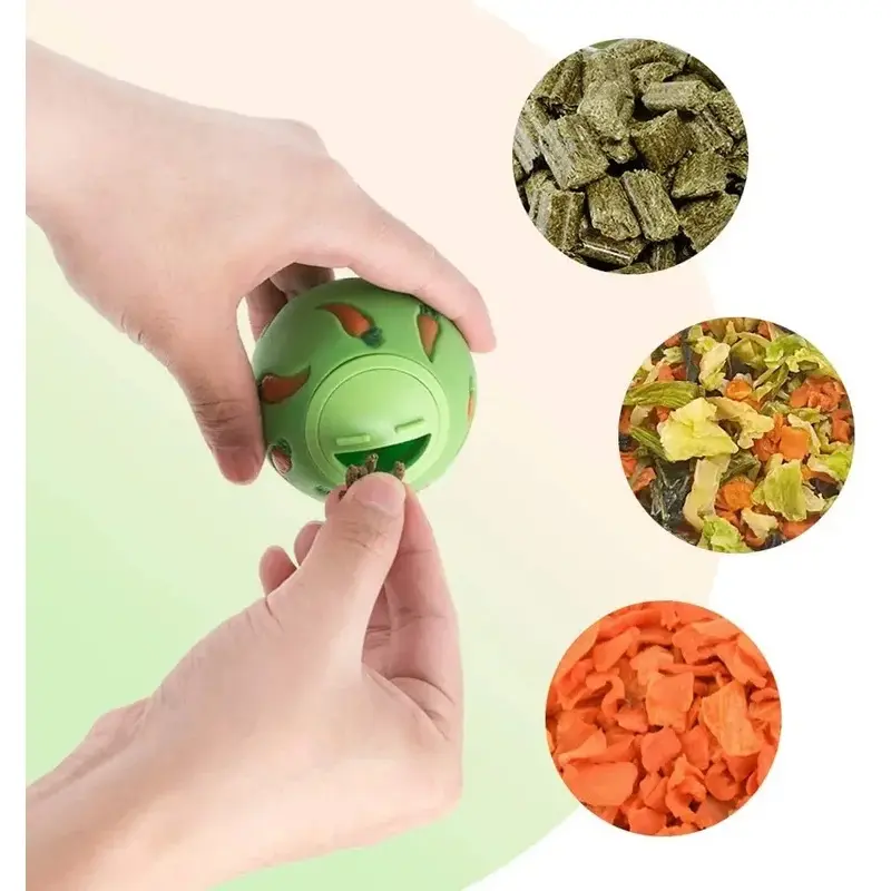 1pc Ball Shape Rabbit Treat Feeder Toy - Bite-Proof Vinyl Shell, Interactive Slow Feeder for Rabbits/Ferrets