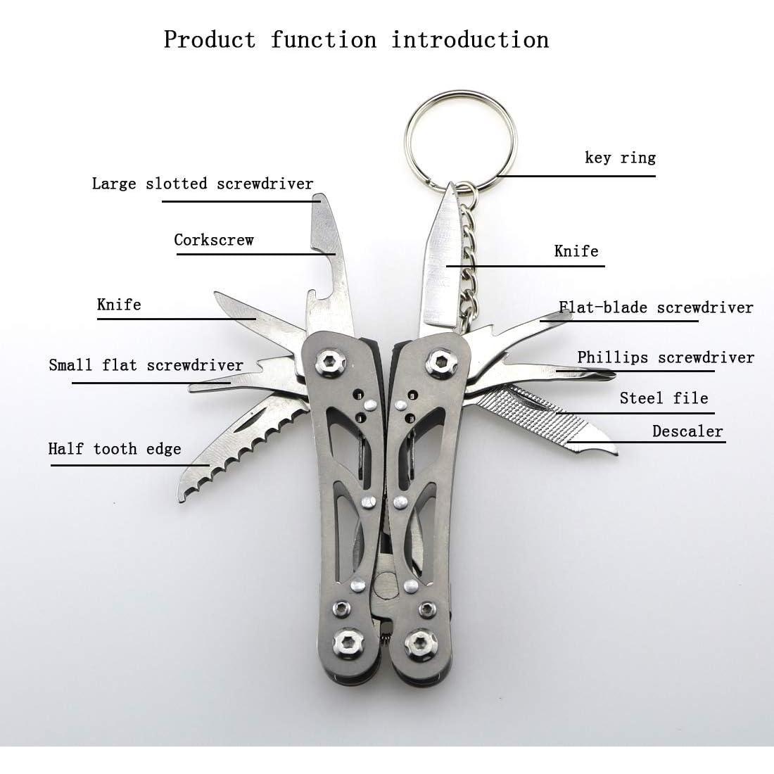 Small Multitool Pliers,Outdoor Pocket Multitools Mini Pliers, Gifts for Mens, Boys, Birthdays, Christmas, , 15 In 1 Stainless Steel Accessible Tools(Grey)
