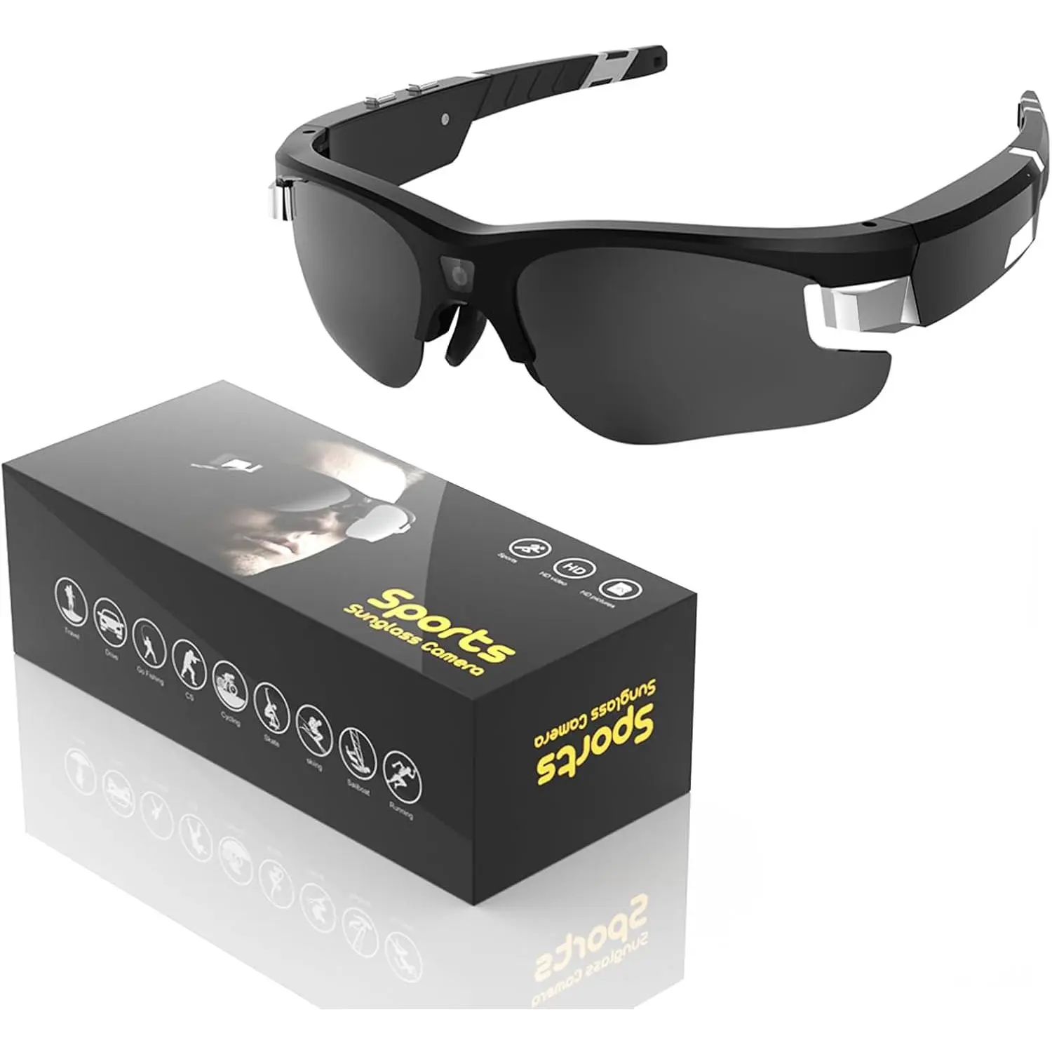 Camera Glasses, 1080P Video Recording & 8MP Photos, Sunglasses with Camera