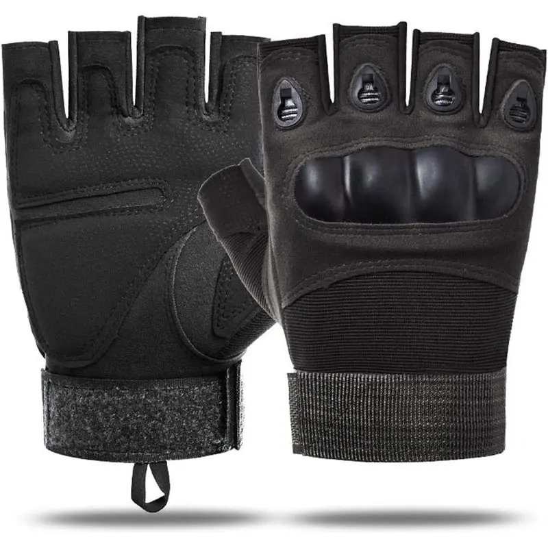 Men's Outdoor Fingerless Fitness Gloves - Knuckle Protection, Adjustable, Lightweight, Weightlifting Design, Enhanced Grip Textures for Workout Training