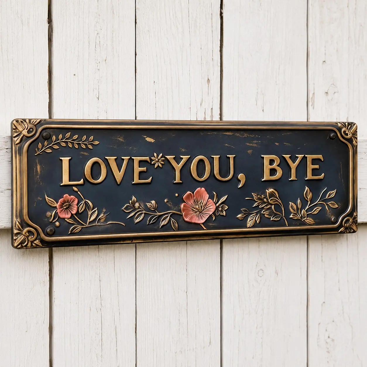 Vintage Floral Wall Decor, Romantic Flower Decoration, Aluminum Country Style, Rustic Farmhouse Design, Farmhouse Door Plaque, Love Goodbye Design, Decorative Plaque, Door Hanging Sign, Front Door Sign