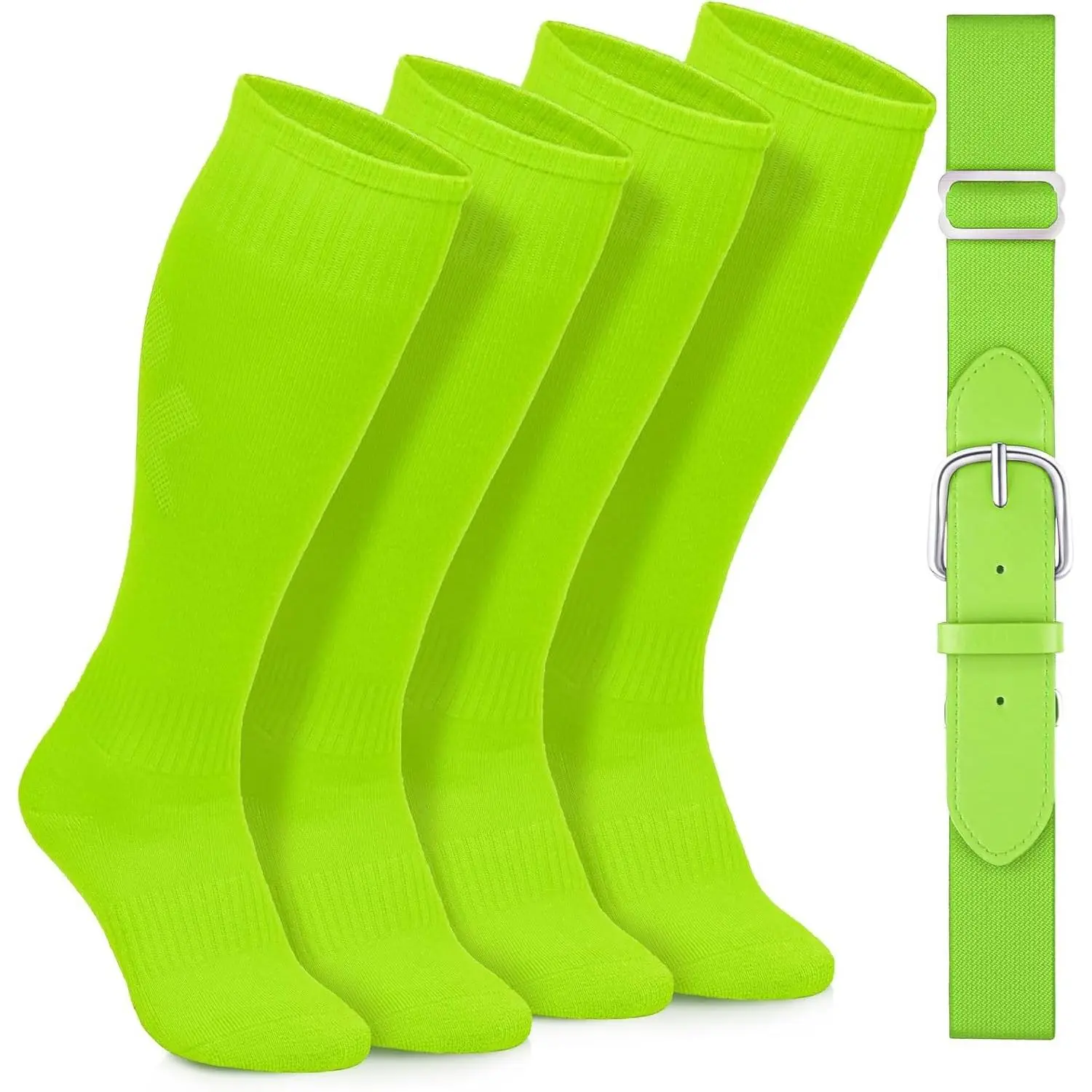2 Pairs Baseball Socks and Belt Cotton Adjustable Youth Baseball Softball Socks Belt for Boys Girls
