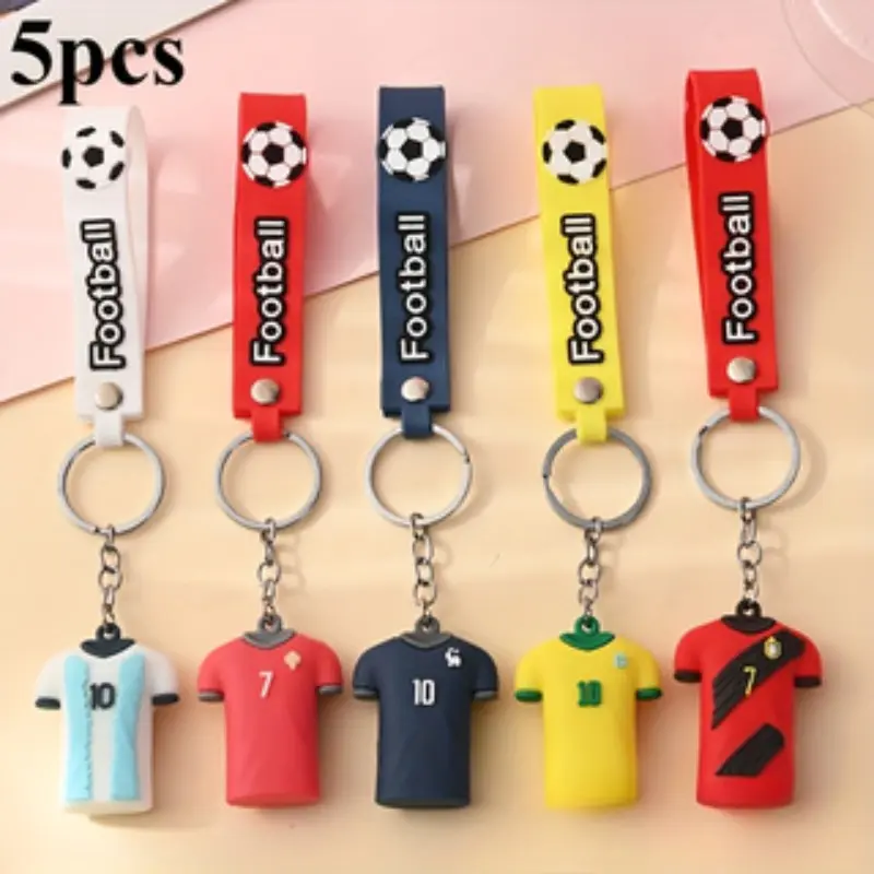 Creative Football Jersey Keychain, Soccer Match Souvenir, Boys' Backpack Charm, Car Key Ring, Keychain Set, Perfect Gift Idea