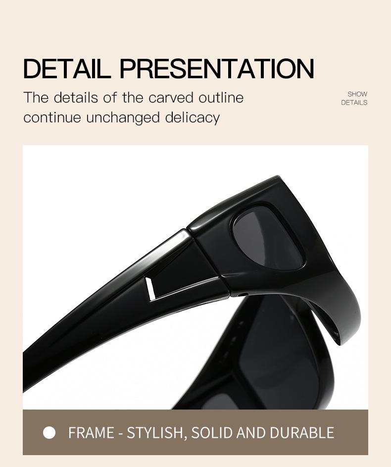 2PC New Fashion Square Frame Polarized Sunglasses for Men and Women, Outdoor Cycling, Myopia Clip-On Glasses, Day and Night Dual-Use Night Vision Glasses