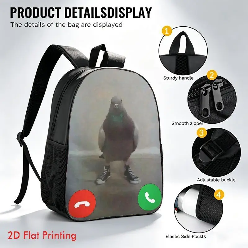 1pc Funny Pigeon Wearing Sneakers Backpack - Large Capacity School Bookbag with Multi-Pocket Design, Adjustable Shoulder Straps & Sneaker-Themed Pigeon Print, Lightweight Durable Daypack Suitable for Travel, Commuting, Outdoor Daily Use
