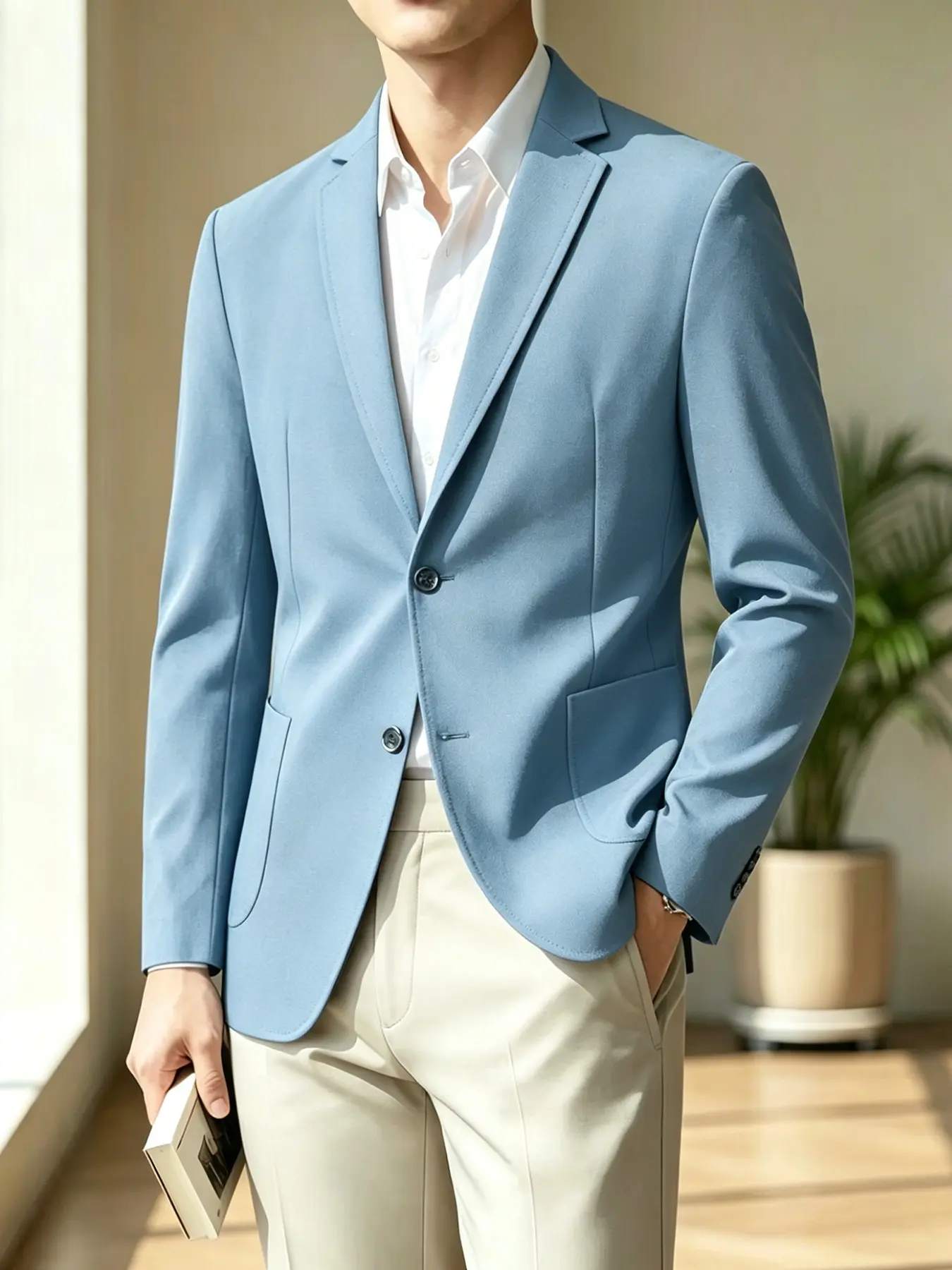 Men's Casual Fashion Sporty Solid Color Daily Office Party Business Work Commute Interview Single Button Suit Jacket Top Essential Business Attire