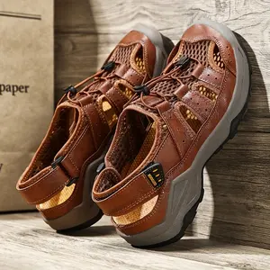 GGOR Summer New Hole-Studded Shoes Men'S Shoes Large Size Anti-Slip Wear-Resistant Sandals Toe-Cap Shoes Sports Style Beach Slippers