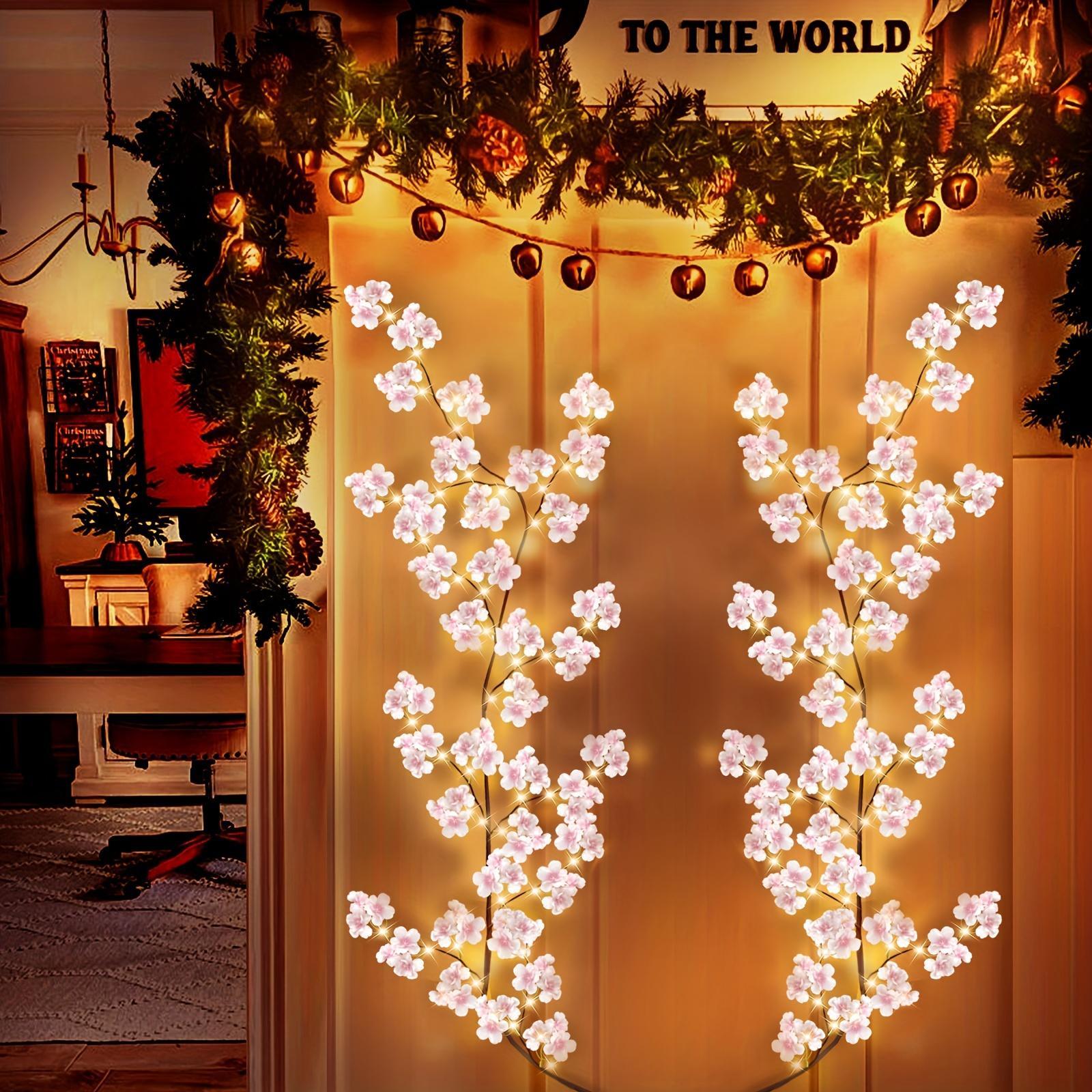 USB Powered 96-LED Artificial Magic Cherry Blossom Branch Light, 8-Lighting Modes, Flexible DIY Decorative Rattan Light for Home, Outdoor, Garden, Lawn Decoration