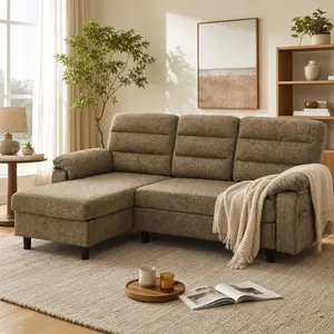 3-Seat Modular L-Shaped Chaise Lounge Sectional Couch - Deep Seat Sleeper, Modern Upholstered Chic Cloud-Soft Double-Cushioned Sofa Set, Couch for Living Room Apartment Furniture