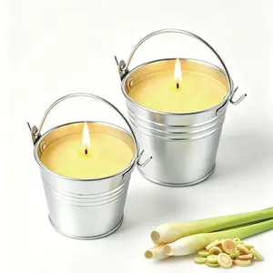 Outdoor Lemongrass Iron Bucket Candle, Hanging Atmosphere Decor, Mosquito Repellent Outdoor Patio Candle, Perfect for Outdoor Use