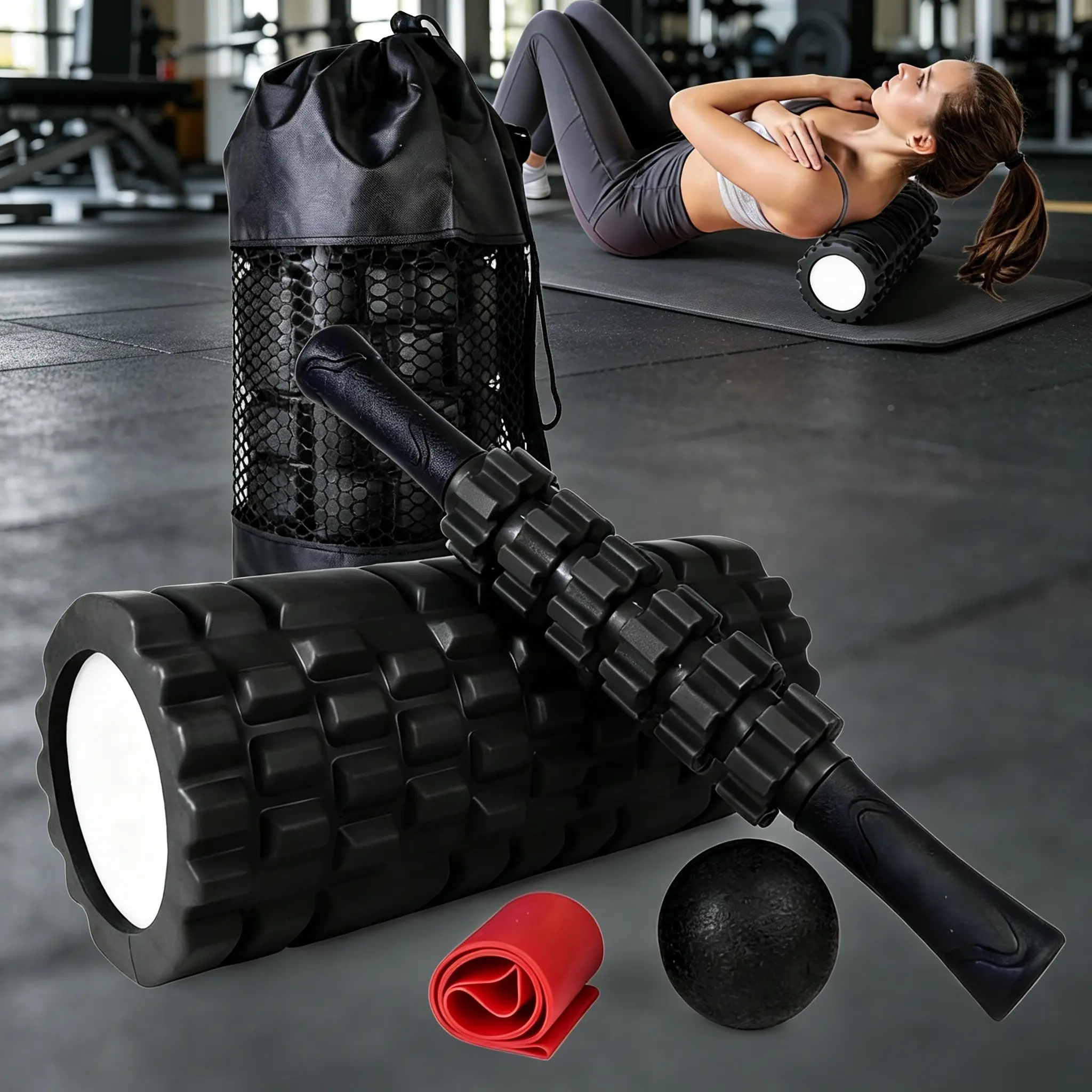 5-In-1 Foam Roller Set for Athletes, Runners, Yogis, High-Density Massage Kit, Muscle Relief, Home Fitness Equipment, Fitness Tool