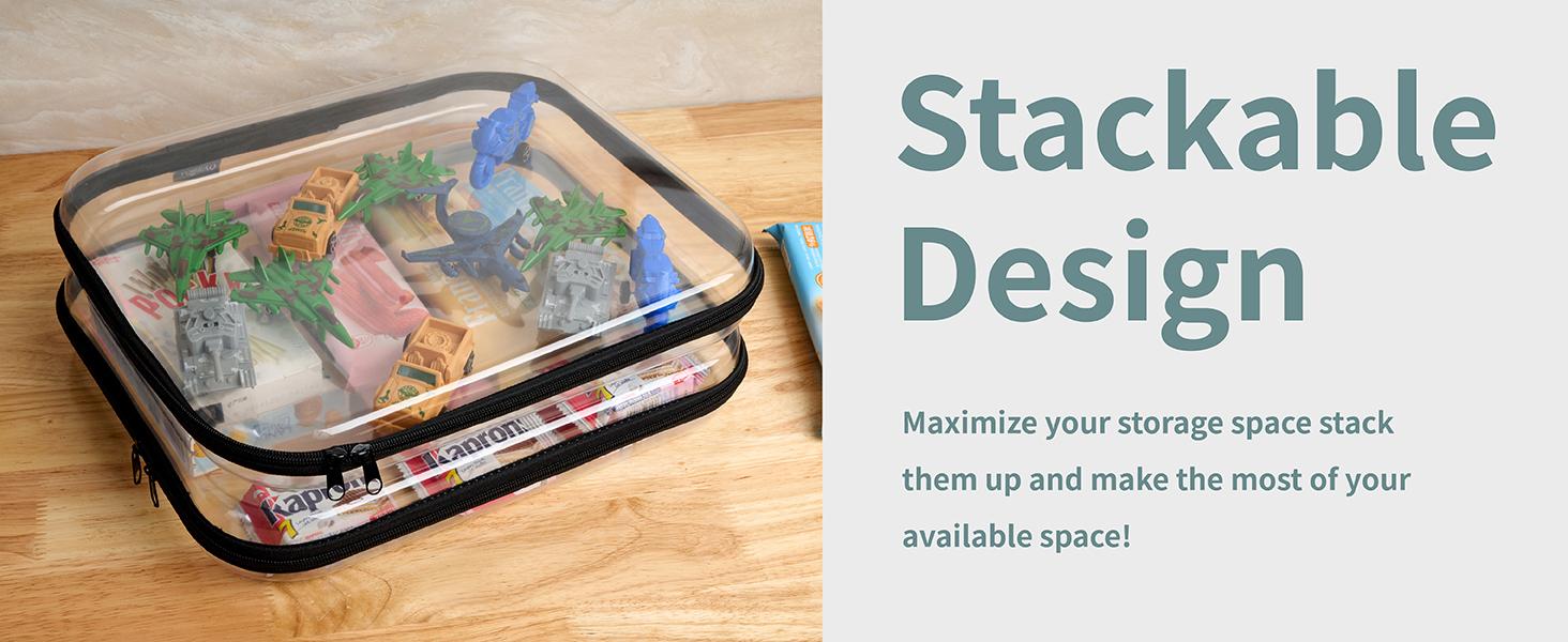 Clear Hard Shell Zipper Case 3 Pack, Hard Plastic Bag, Clear Travel Toiletry Pouch,Portable Cosmetic Bag with Zipper,Toy Storage Bins, Pencil Storage Organizer, Office Supplies Storage Case