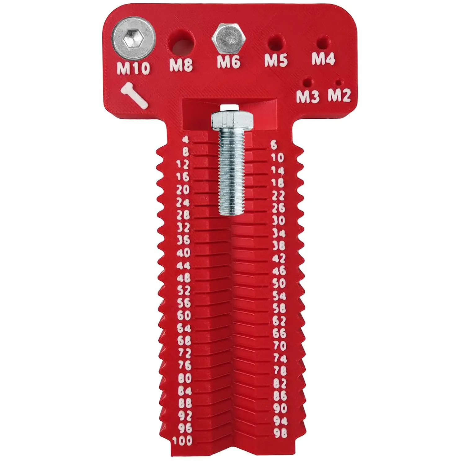Metric Nut and Bolt Thread Checker, Thread Gauge Tool M2-M10 Metric Sizes and 4-100 Length Gauge, Bolt Size Finder and Nut Identifier for Quick Sizing Verification, 1 count