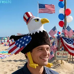 2026 New Arrival Uncle Sam Bald Eagle Patriotic Plush Hat, Funny Carnival Headwear, Comfortable Party Accessory for 4th of July & Independence Day Holiday Gifts for Adults