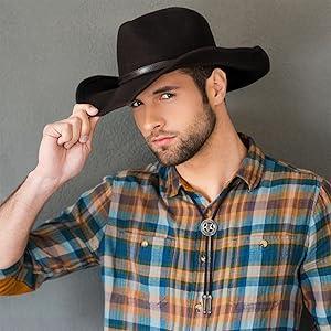 Jstyle 6 Pcs Leather Bolo Tie Turquoise Handmade Round Shape Western Cowboy Native American Bola Tie for Men Women