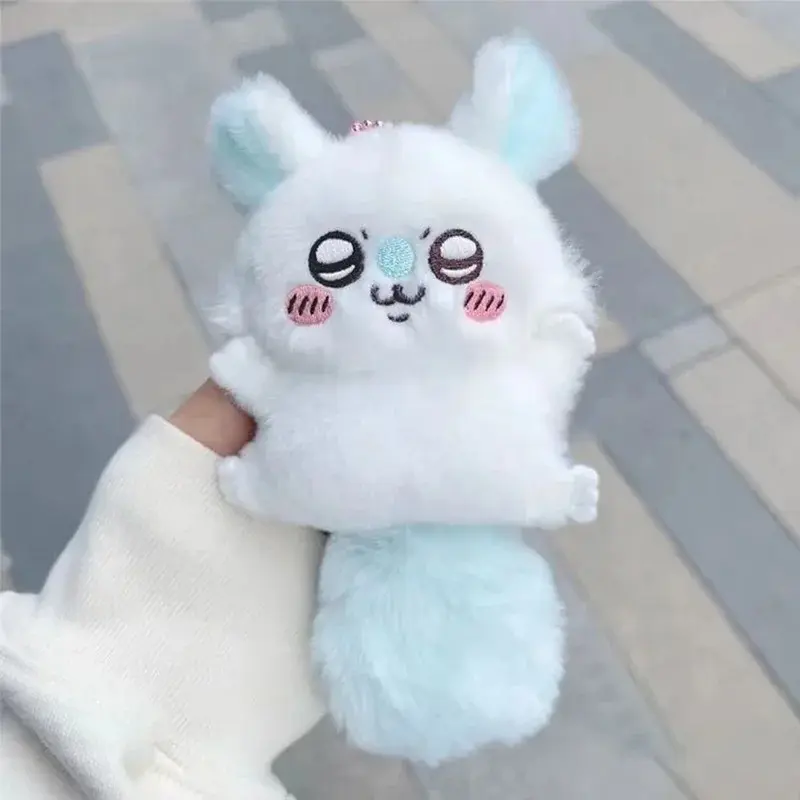 Anime keychain pendant bead chain keychain girl kawaii bag pendant Momonga plush doll cute girl heart gift