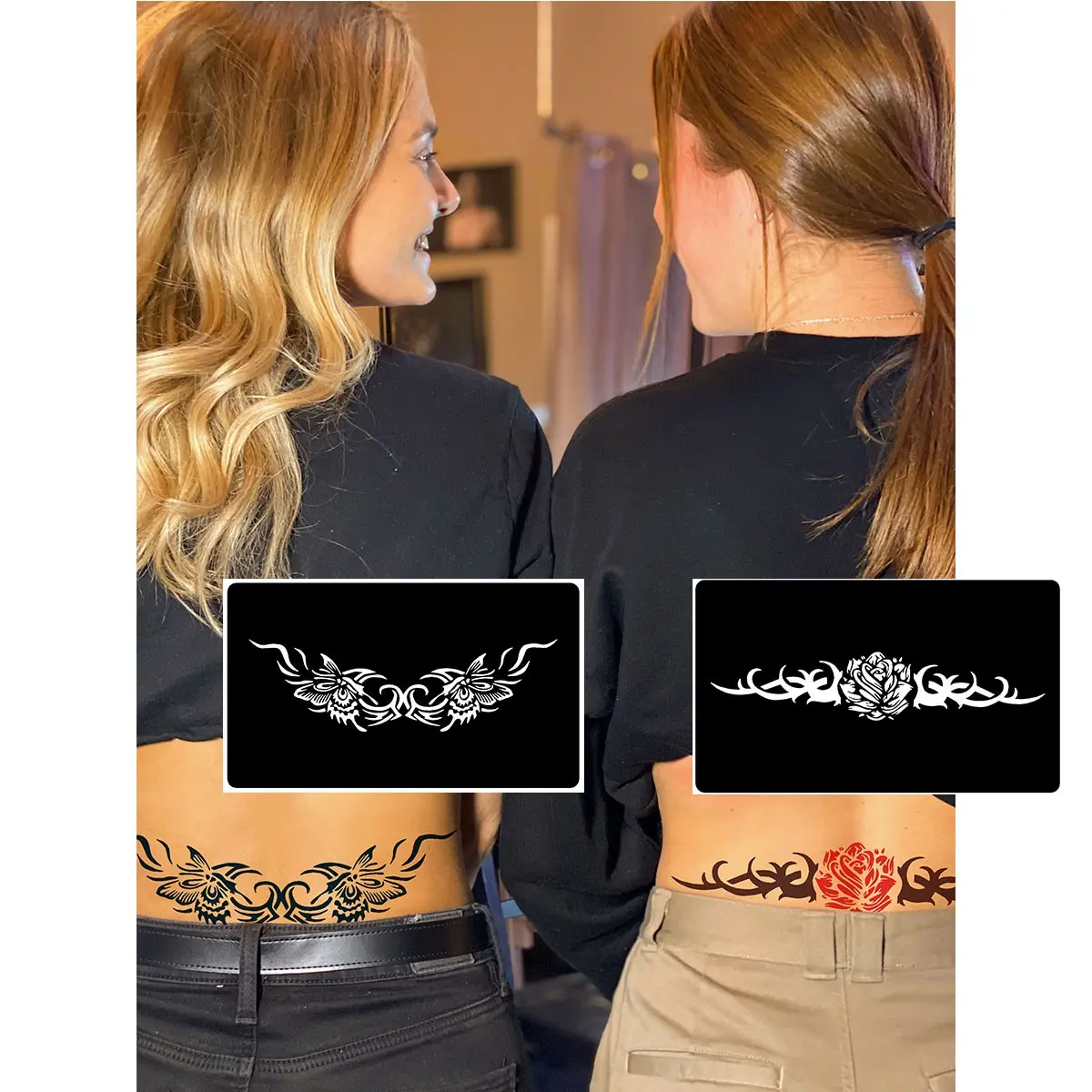 10 Large Flower Cutout Templates, Traditional Floral Butterfly Tattoo Designs, Suitable for Arms, Wrist, Legs, Festive Parties, Weddings