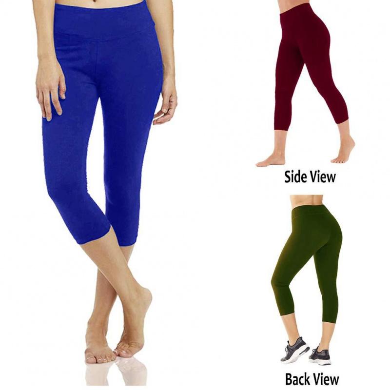 High Waisted Yoga Capris Butt Lift Tummy Control Quick Dry Slim Fit Workout Athletic Leggings