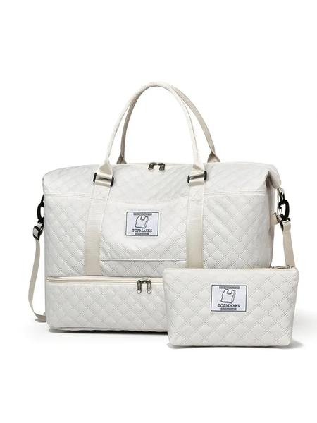 Fashion Simple and Versatile Solid Color Women's Bag, Unisex Travel Bag with Zipper and Shoe Bag, Lightweight Outdoor Activity Shoulder Bag Multi-functional Travel Organizer and Gift Idea, Travel Essentials Bag, Two-piece Set with Small Bag