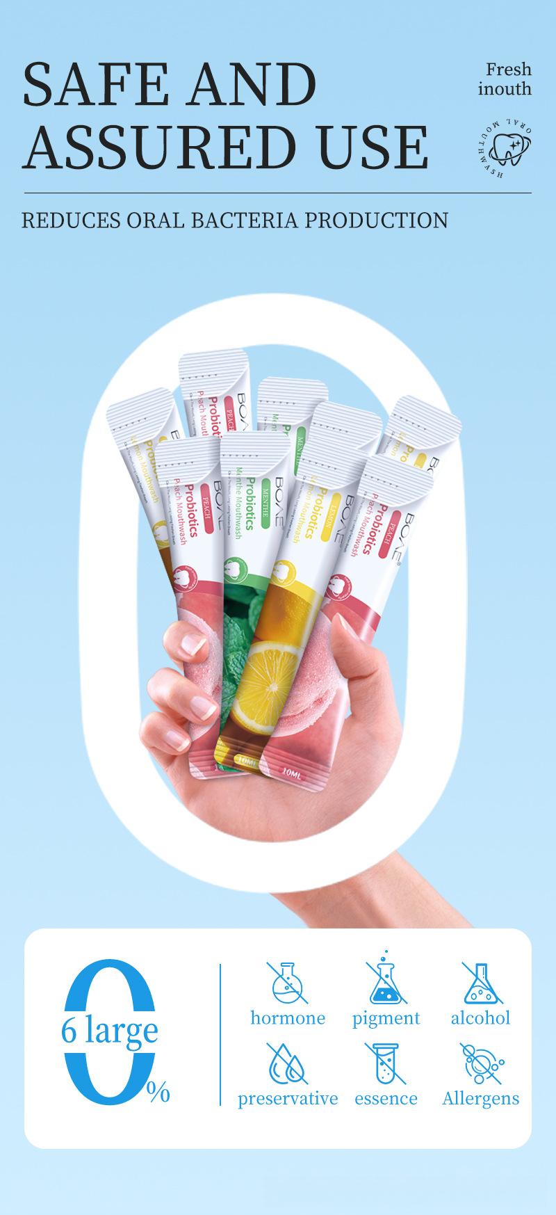 BOAE Mint Antibacterial Fresh Mouthwash, Disposable Portable Cleaning Mouthwash