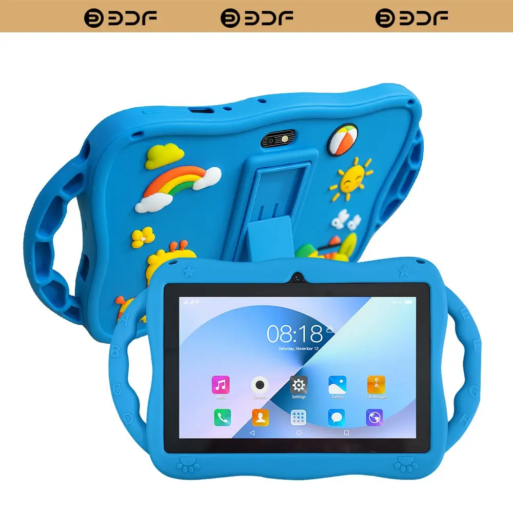 Bdf 7-Inch Kids Tablet, Android 13.0, 4GB RAM 64GB Storage, Dual Cameras, WiFi Bluetooth-compatible, Shockproof Case, Parental Control, Ideal Gift