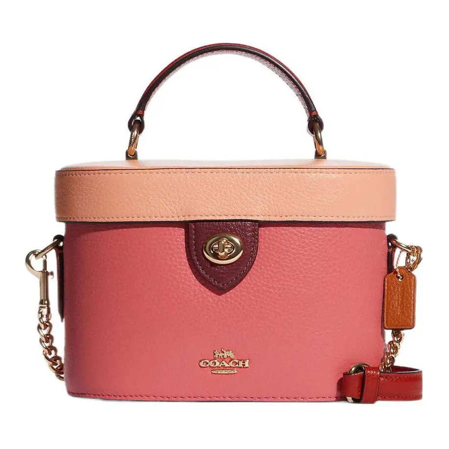 COACH Kay 20 Pebbled Leather Contrast Tassel Shoulder Bag for Women, Gradient Blush Pink