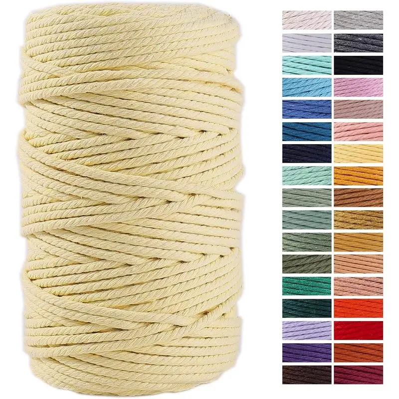 Air Blue Macrame Cord 4mm x 109Yards,Colored Cotton Rope Craft Cord Colorful Cotton Cord Twine for Wall Hanging Plant Hangers Crafts Knitting Decorative Projects