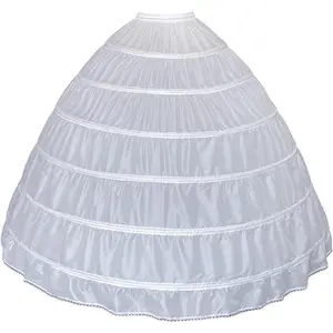 Women Crinoline Petticoat 6 Hoop Skirt Full A-Line Slips Long Underskirt for Wedding Bridal Dress Ball GownGift.