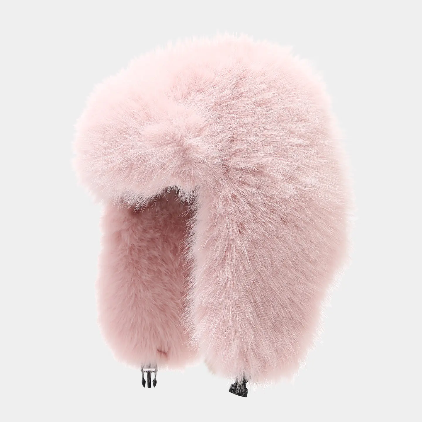 Women's Pink Fluffy Fur Hat - Plain, Furry Plush, Plush Faux Fur, Pink Fuzzy Styles, Thick, Ear Flaps, Casual Fashion Headwear for Skiing, Camping Outdoors Activities, Fluffy Fur Hats