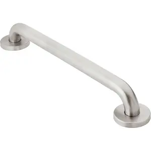 Home Care Bathroom Safety 24 Inch Stainless Steel Handicap Grab Bar for Bathtub and Shower, Slip Resistant Peened Texture, Elderly Assistance Product, Polished Brass, R8724P