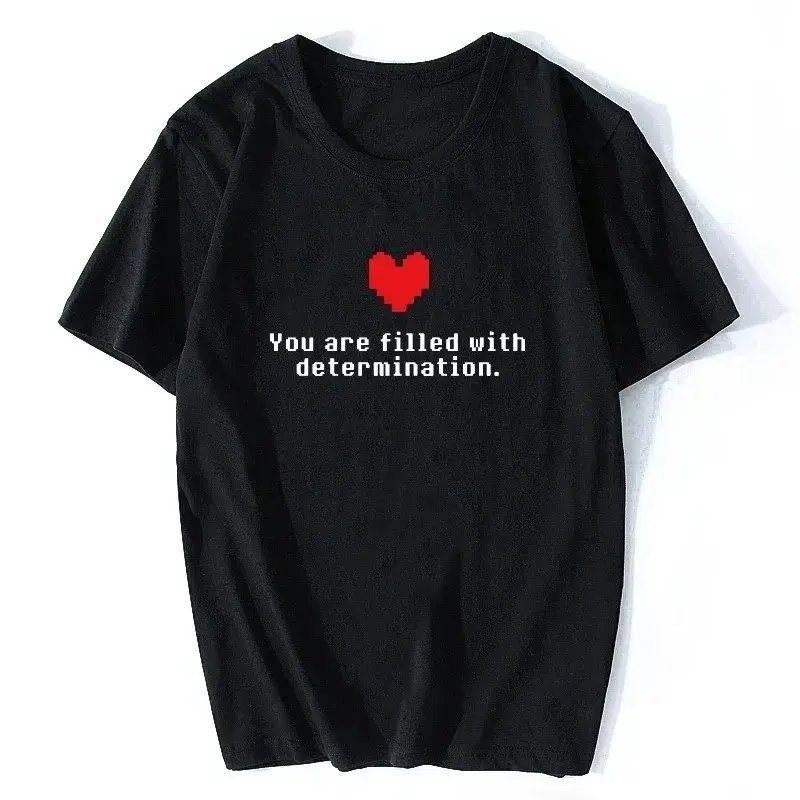 T Shirt Women Gamer Clothes High Quality Filled with Determination Letter T-shirt Undertale Funny Game