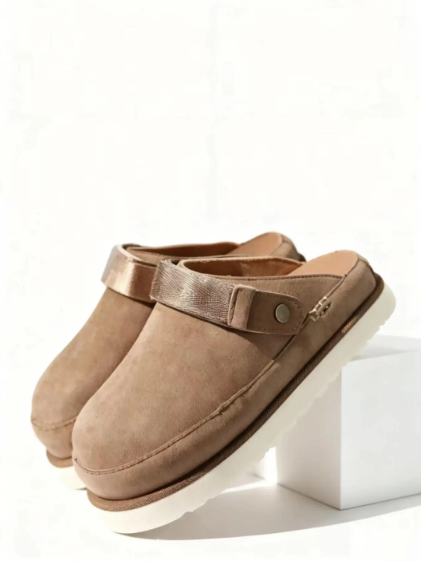 New Fall Winter Thick Sole Mules, Faux Fur Platform Half Slippers for Women, Above Ankle Textile Rubber Soles, Comfortable & Stylish