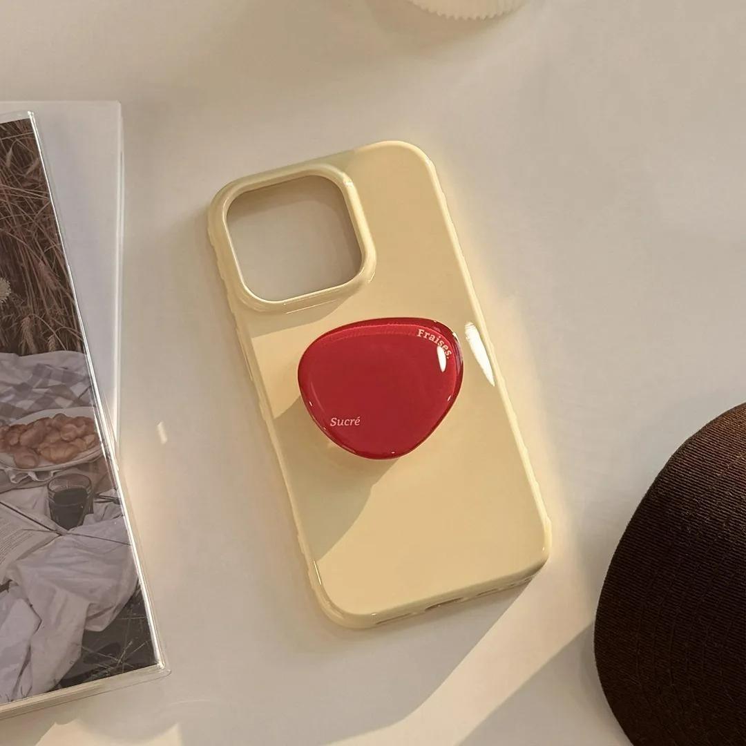 Korean Style Simple Solid Colors With Phone Holder Stand Case For iPhone 17 16 15 14 13 12 Pro Max Shockproof Protective Cover﻿