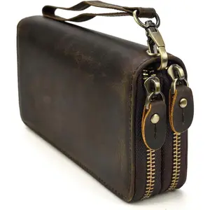 Men's long wallet, large-capacity clutch bag, can hold checkbooks, cash, credit cards, and mobile phones| Large capacity