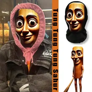 1Pc NEW 3D Printed Full Face Mask TungTungTung Sahur Mesh Mask For Men Party Supplies Funny Cosplay Props Novel Costume Mask Cool Mask Mask Design