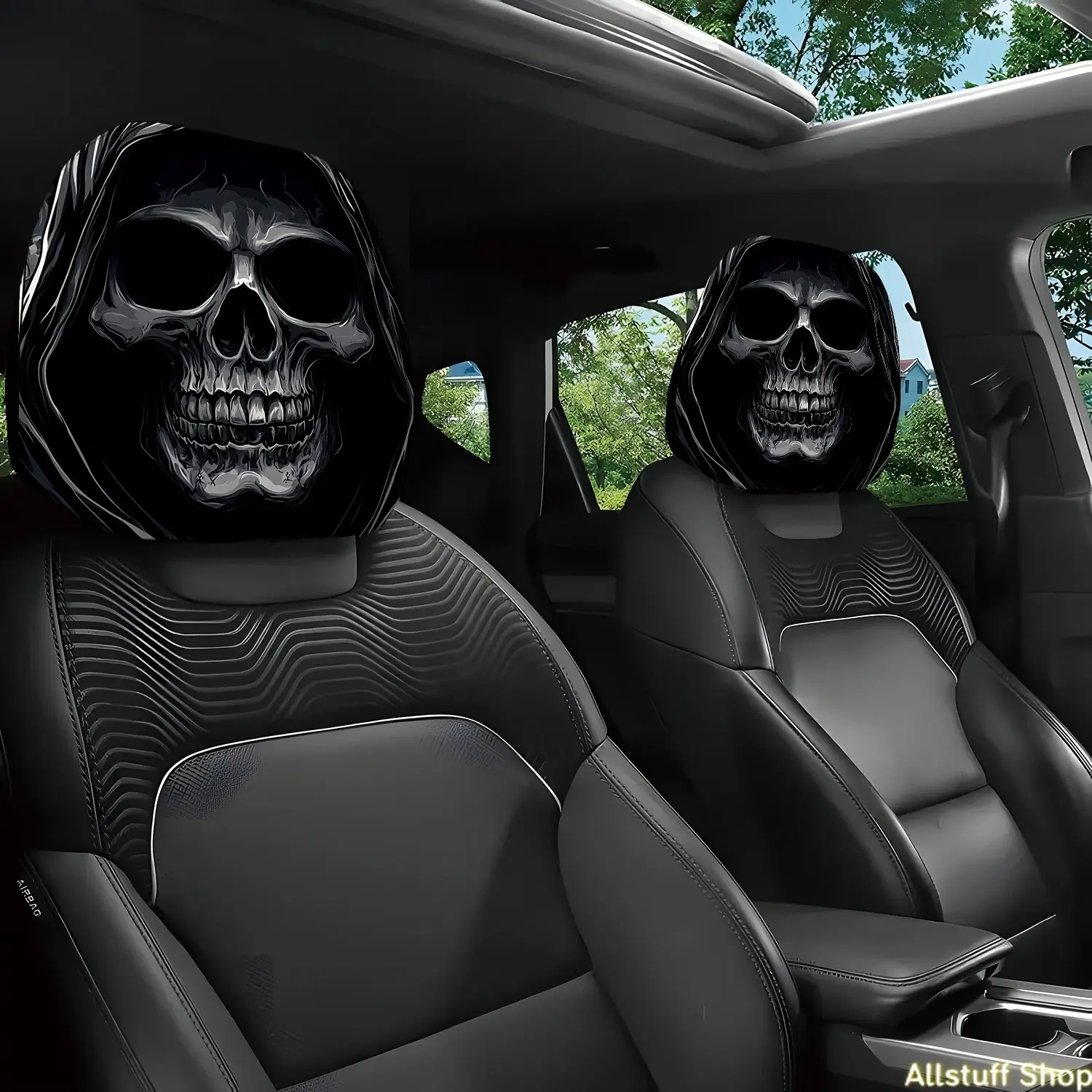 Fashion Portrait Car Headrest Covers, Set of 2 Washable & Durable Car Accessories, Universal Fit for Sedans, Trucks, SUVs, Accessories For Car