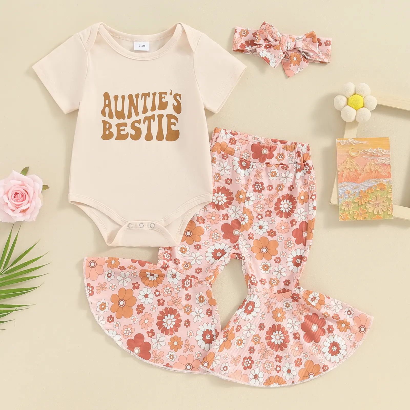 Infant Baby Girl Clothes Newborn Girl Outfit Long Sleeve Romper Pants Set Cute Baby Clothes for Girls