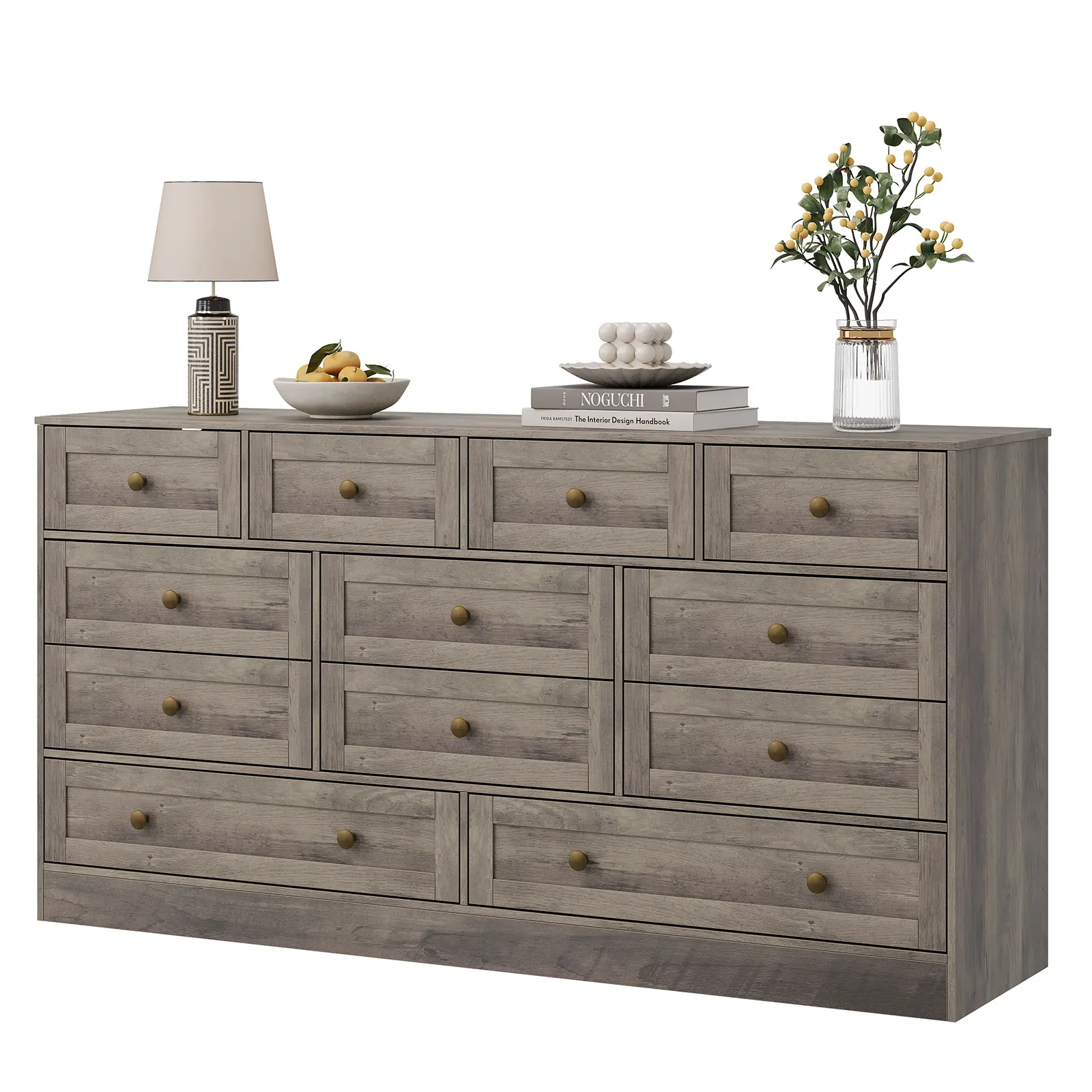 Modern 12-Drawer Wooden Dresser for Bedroom – Wide Chest of Drawers, Clothes Organizer & Storage Cabinet, TV Stand for up to 65 Inch TV, Black or White Finish